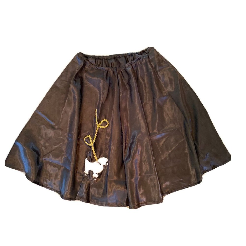 Underwraps Womens M Black Satin Poodle Skirt 1950s Style Costume Cosplay